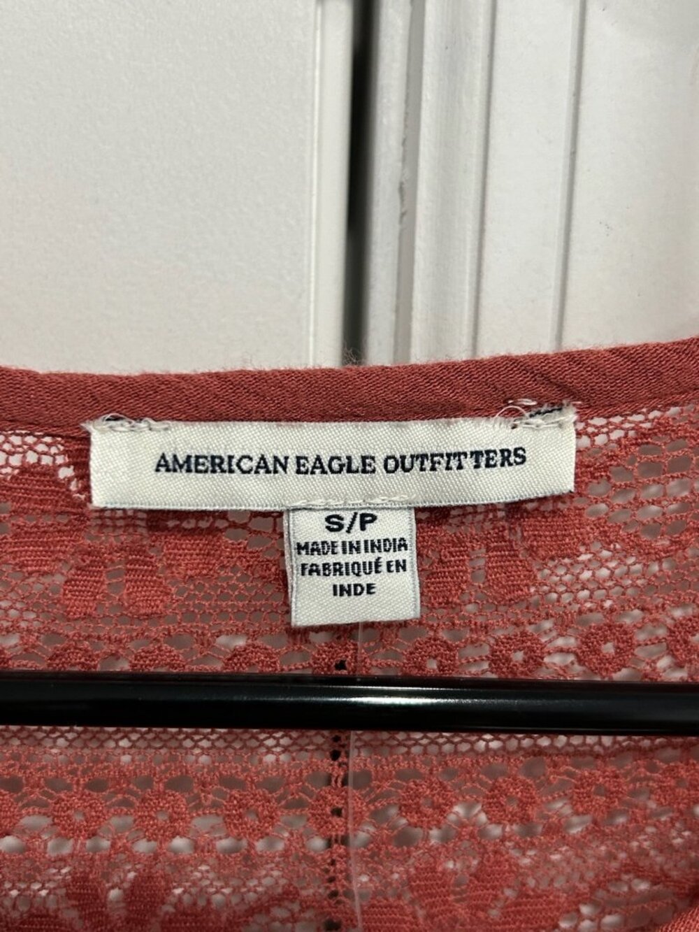 American Eagle Outfitters Small Flutter Sleeve Lace Blouse Rust Ruffle Boho NWT - Picture 5 of 11